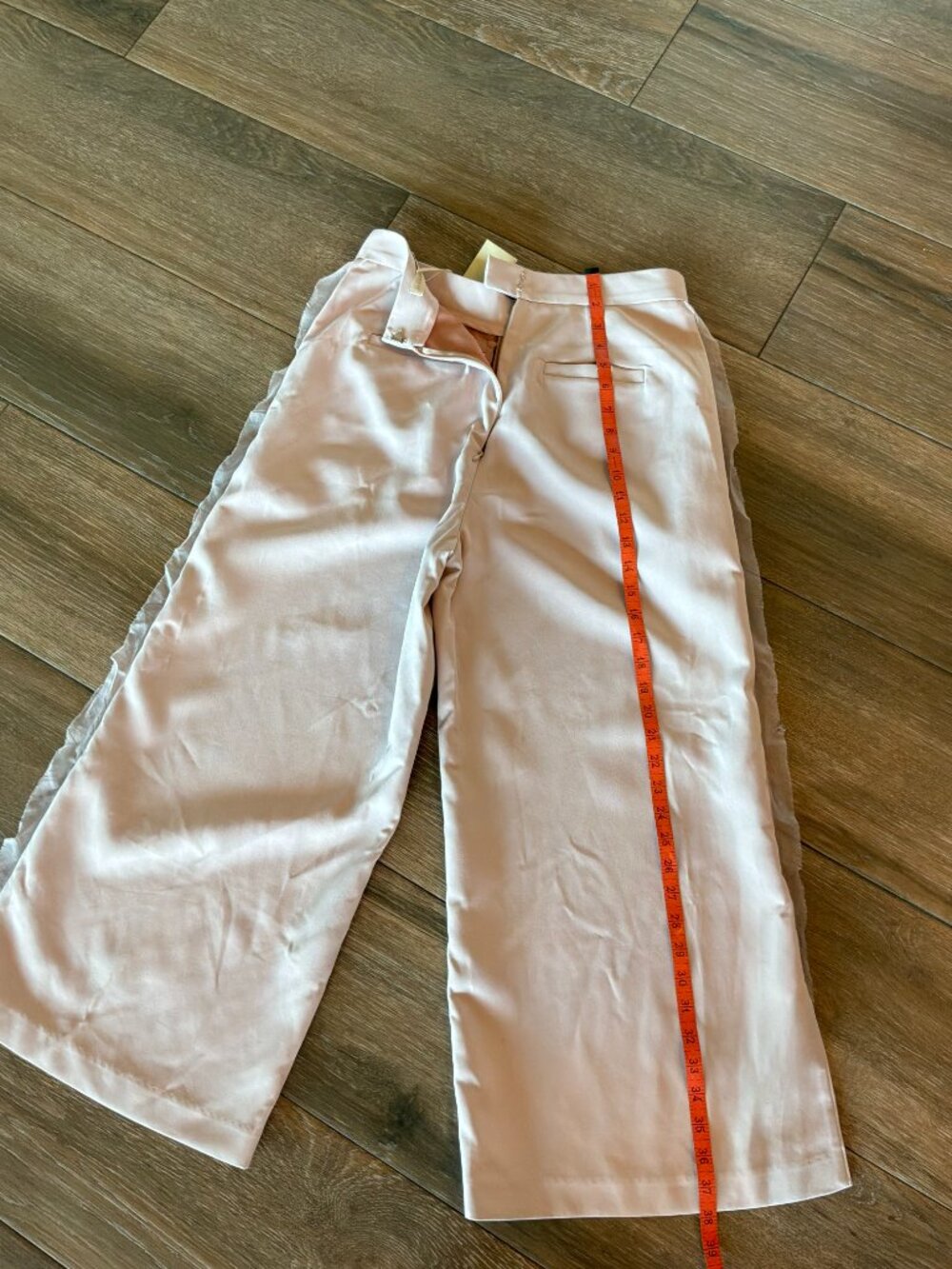 NWT Vivian Chan Craner dusty pink, wide leg, silk side seam dress pants size 28 - Picture 7 of 9